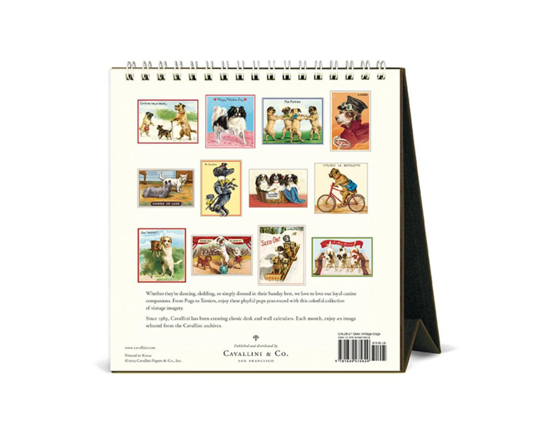 Cavallini 2026 Desk Calendar - Dogs