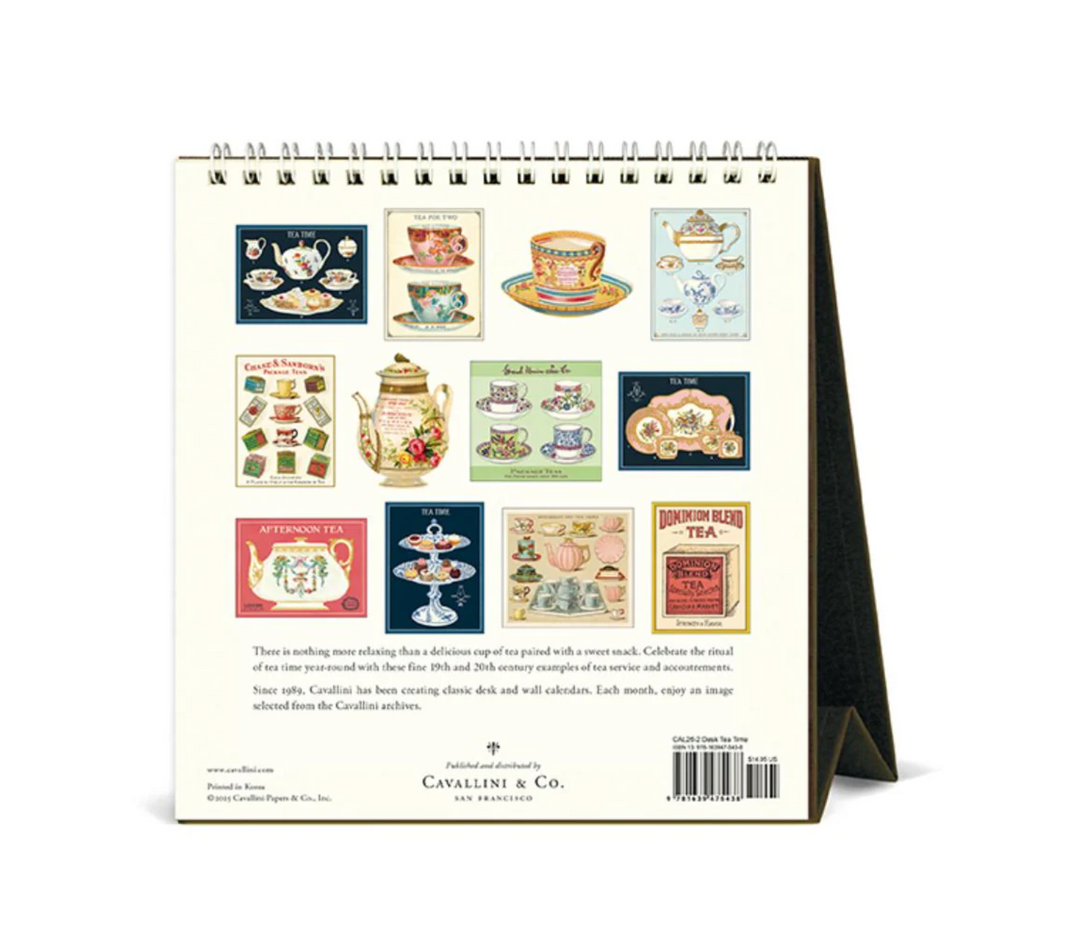 Cavallini 2026 Desk Calendar - Tea Time