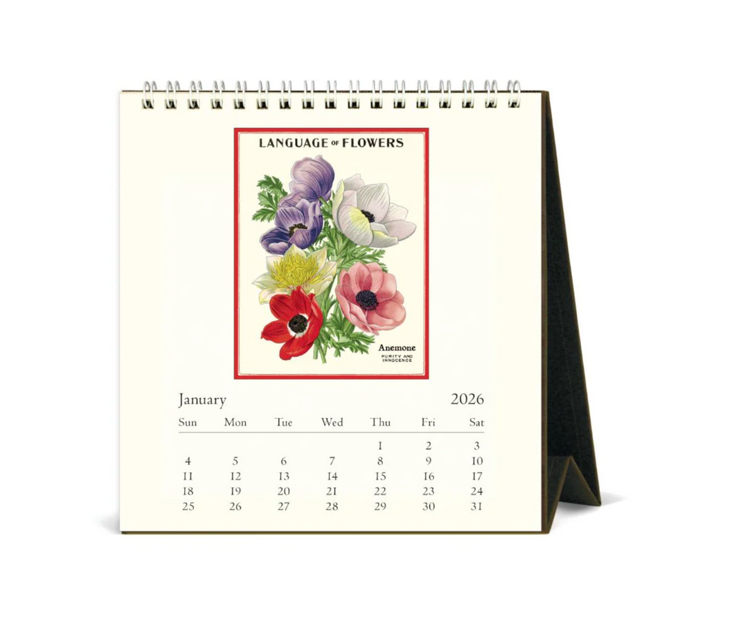 Cavallini 2026 Desk Calendar - Language of Flowers