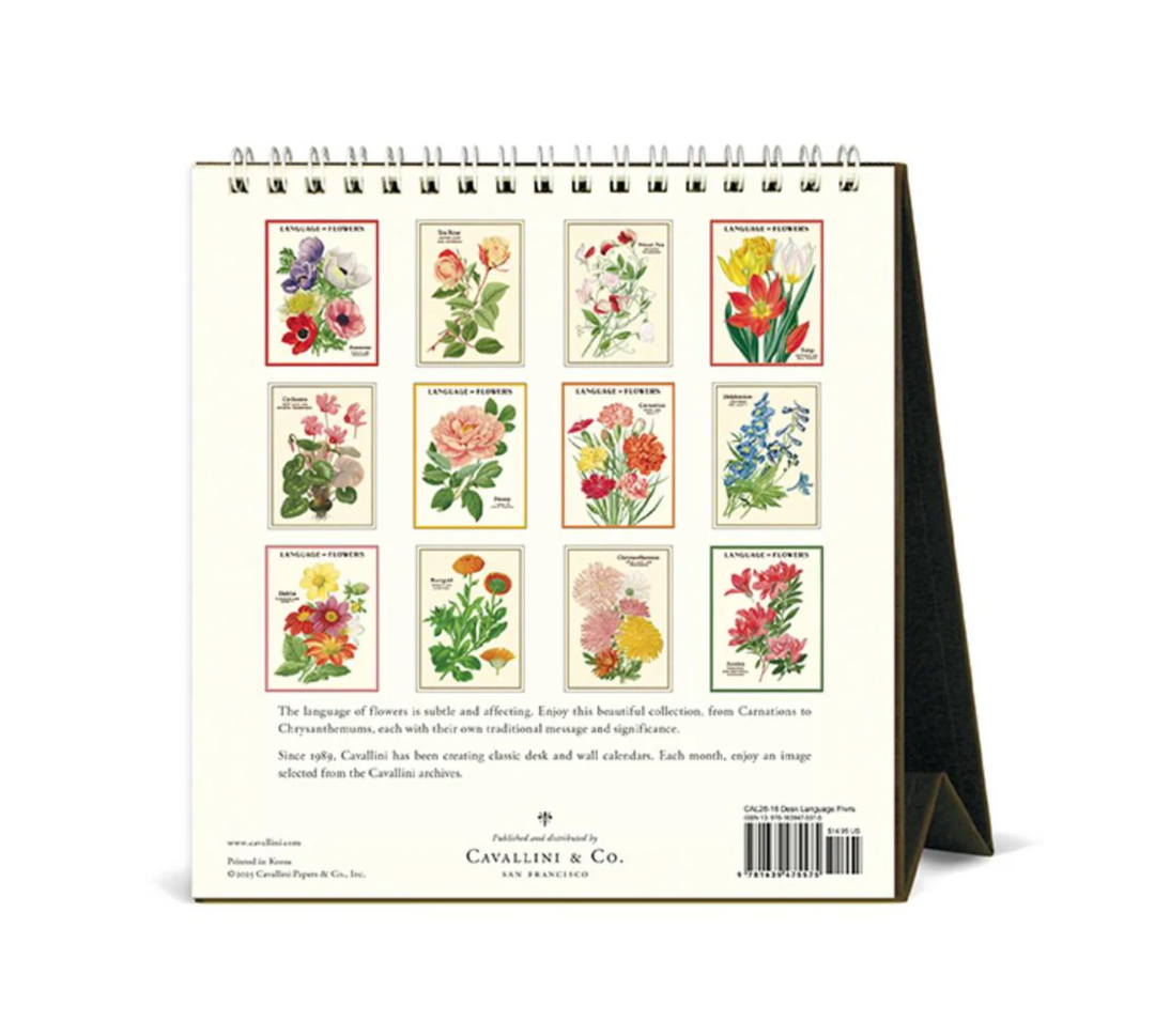Cavallini 2026 Desk Calendar - Language of Flowers