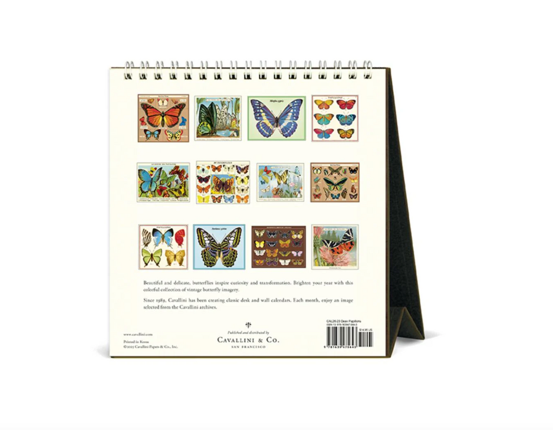 Cavallini 2026 Desk Calendar - Butterflies
