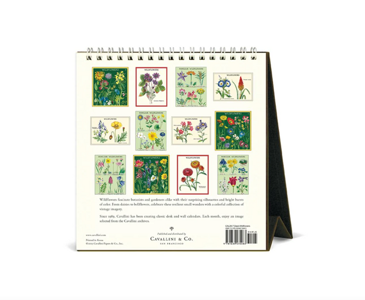 Cavallini 2026 Desk Calendar - Wildflowers