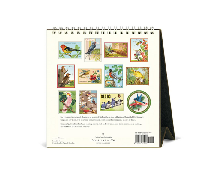 Cavallini 2026 Desk Calendar - Birds