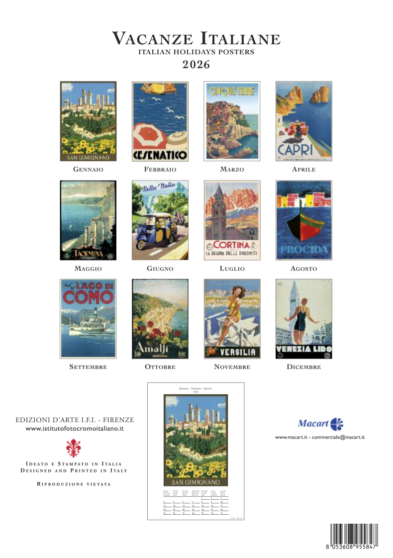 IFI 2026 Medium Calendar - Vacanze Italiane