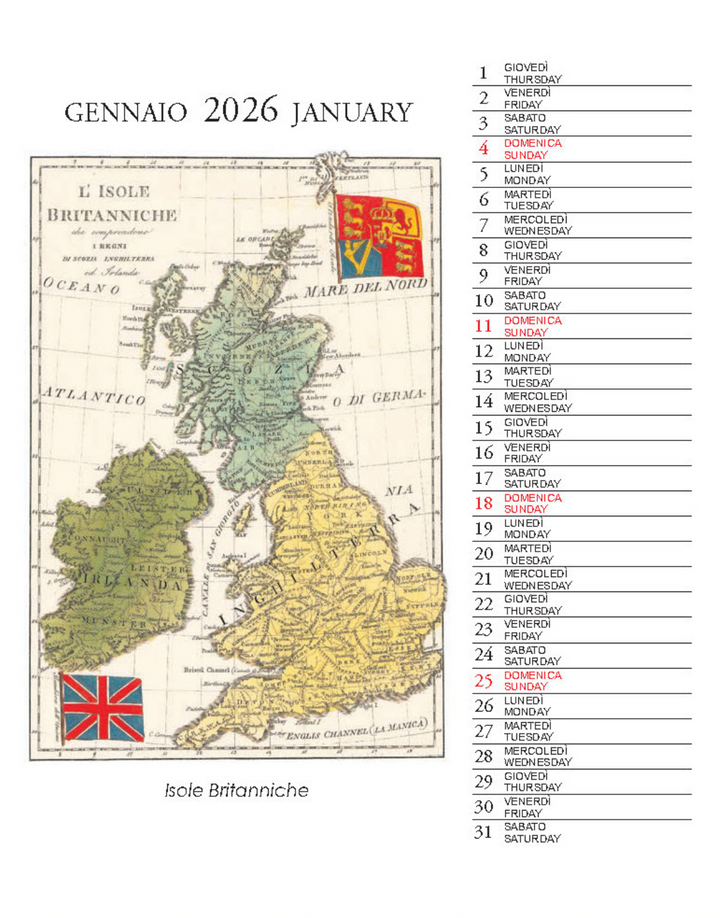 IFI 2026 Desk Calendar - Antiche Mappe