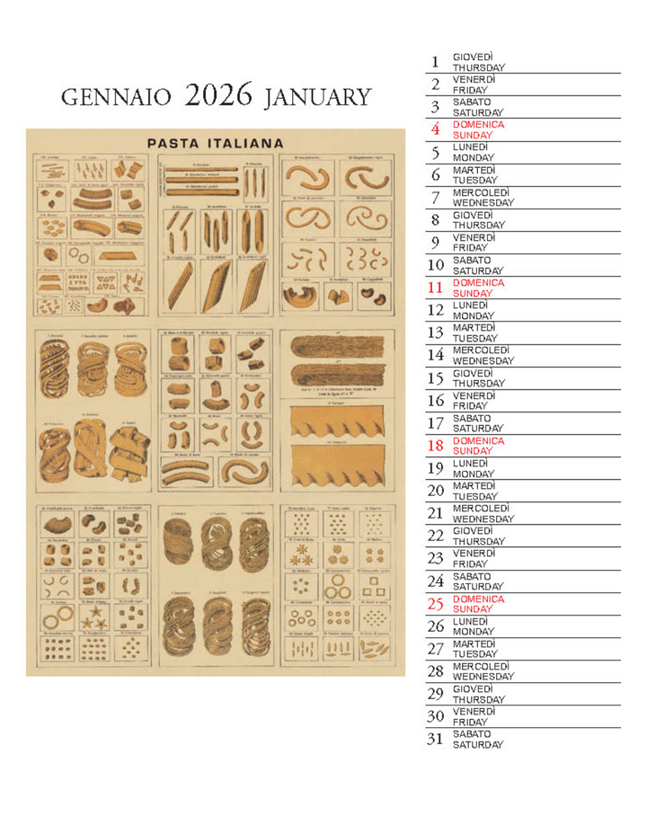 IFI 2026 Desk Calendar - Cucina Italiana