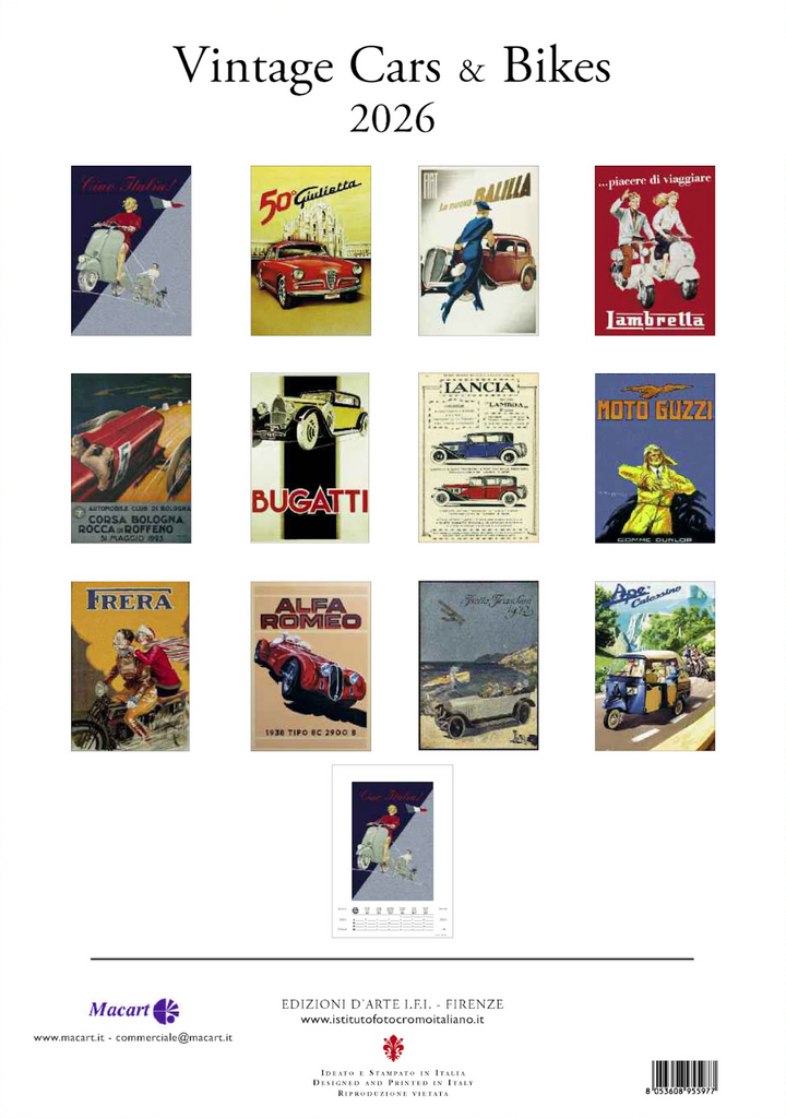 IFI 2026 Large Calendar - Vintage Cars