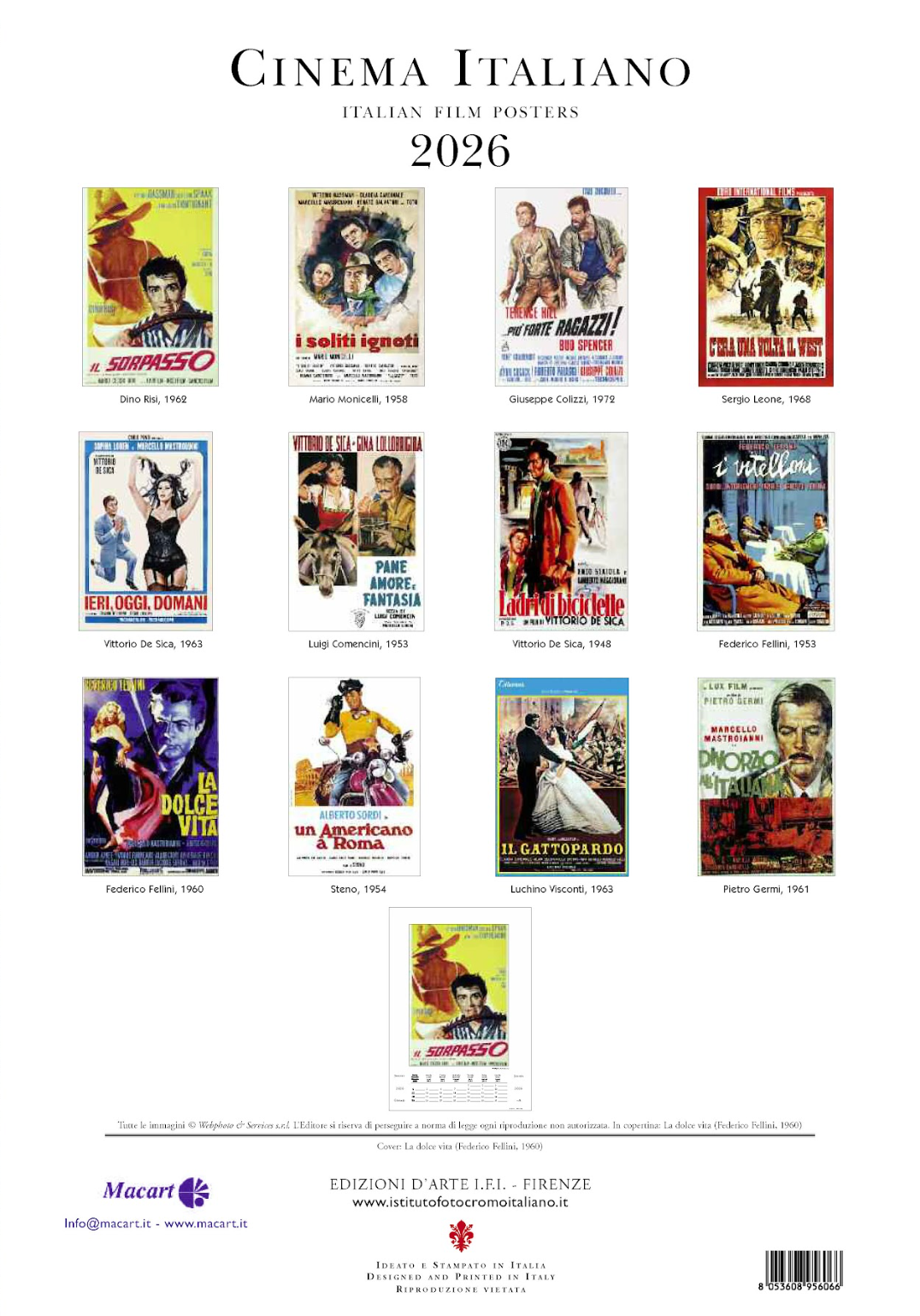 IFI 2026 Large Calendar - Cinema Italiano