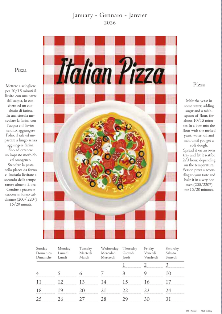 IFI 2026 Medium Calendar - Cucina Italiana (With Recipes)