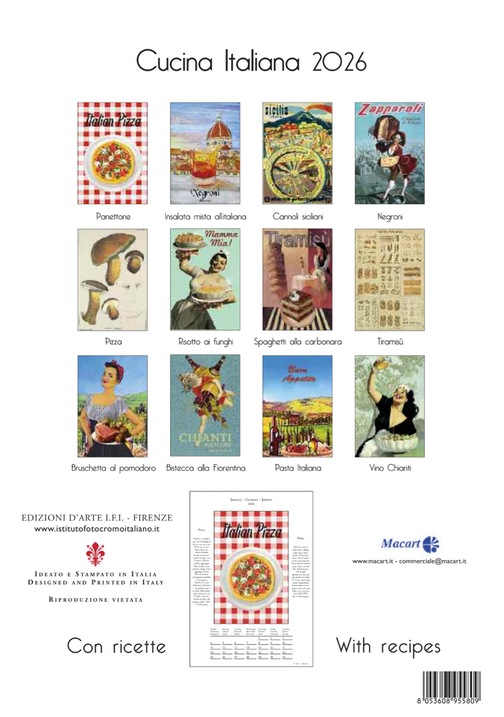 IFI 2026 Medium Calendar - Cucina Italiana (With Recipes)