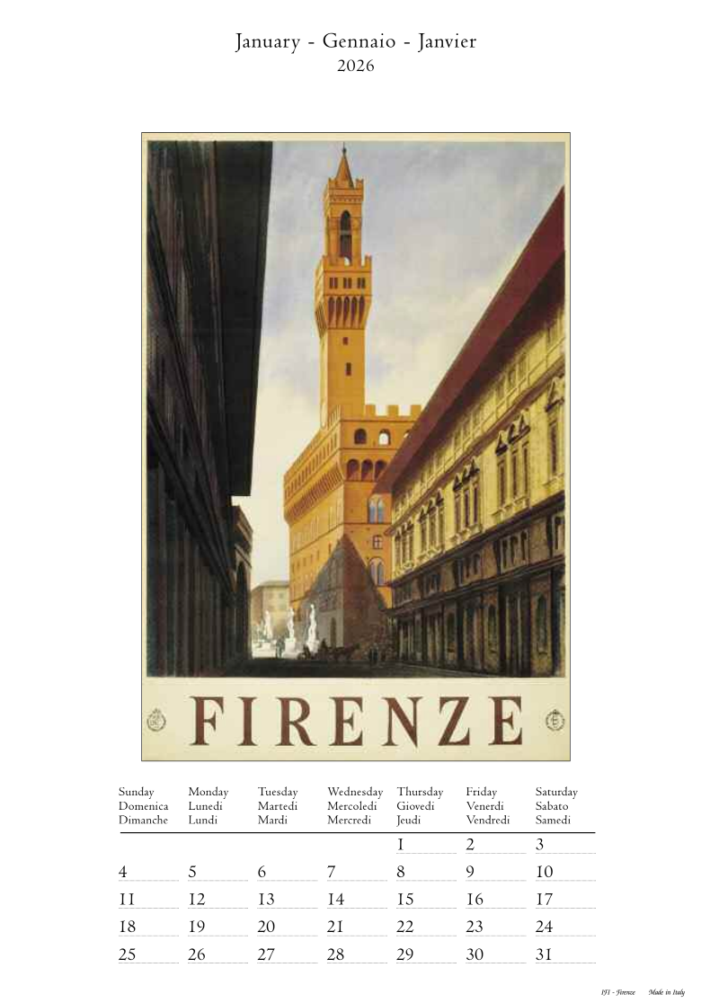 IFI 2026 Medium Calendar - Firenze