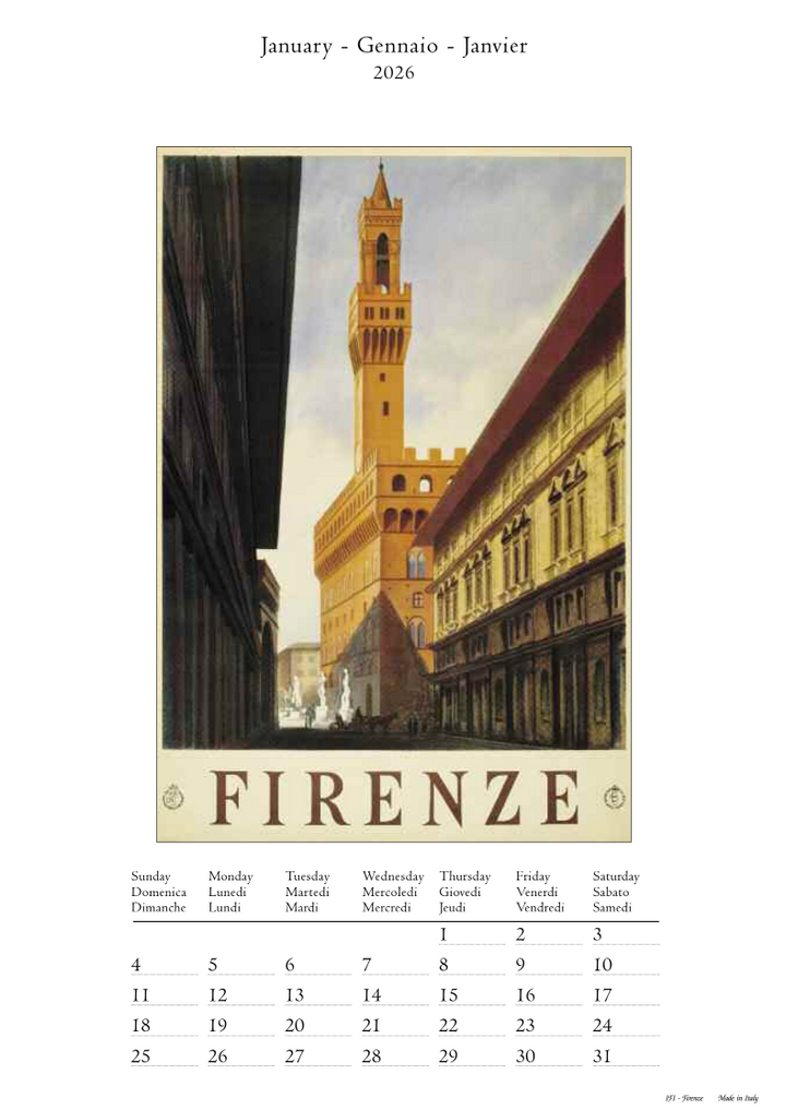 IFI 2026 Medium Calendar - Firenze