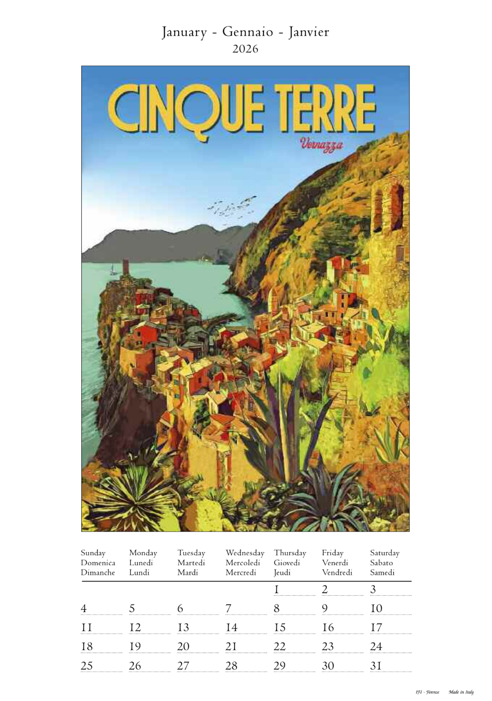 IFI 2026 Medium Calendar - Italian Riviera
