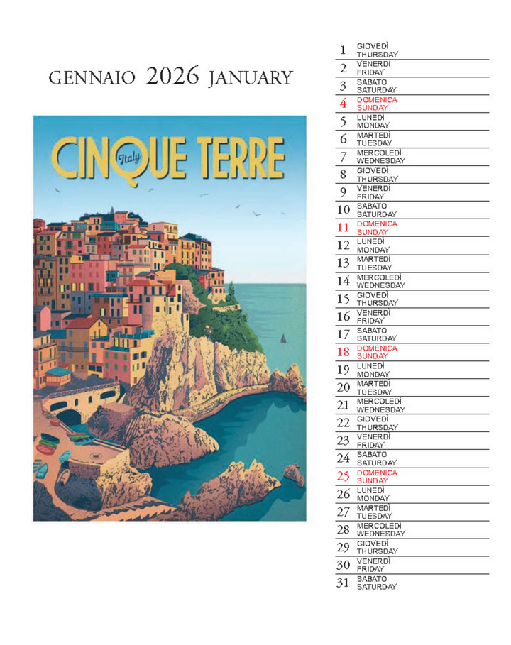 IFI 2026 Desk Calendar - Italia