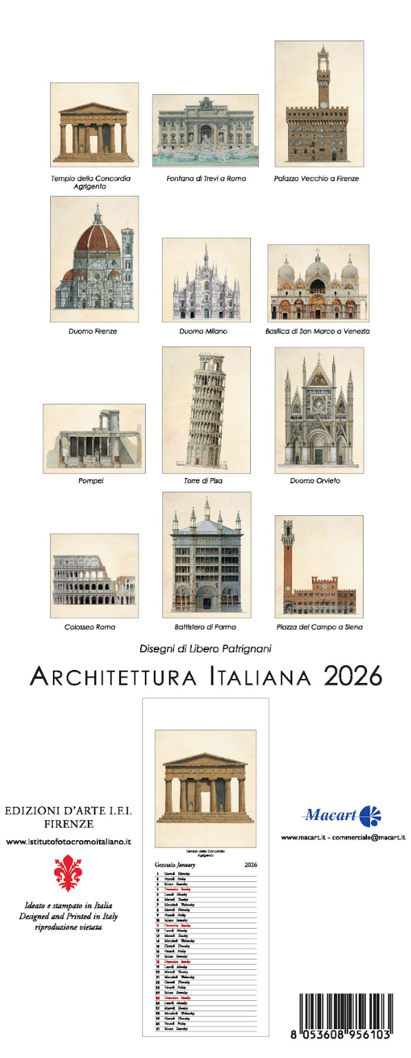 IFI 2026 Slim Calendar - Architettura Italiana