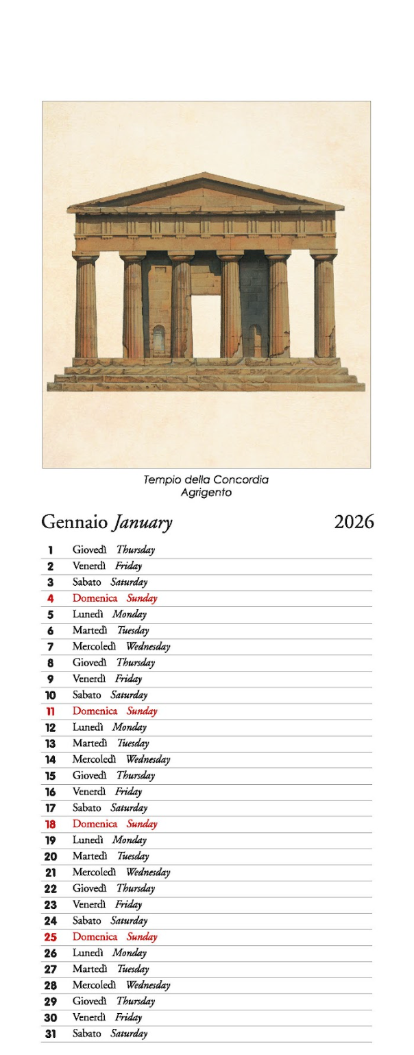 IFI 2026 Slim Calendar - Architettura Italiana