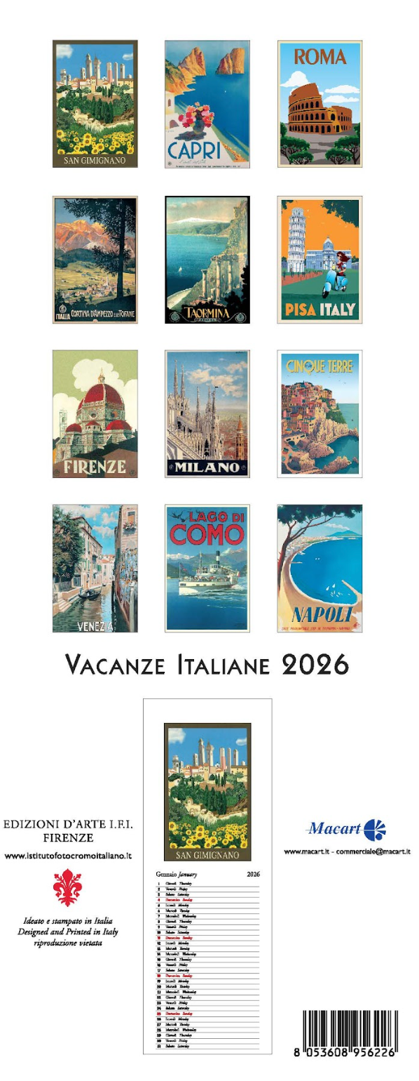 IFI 2026 Slim Calendar - Vacanze Italiane
