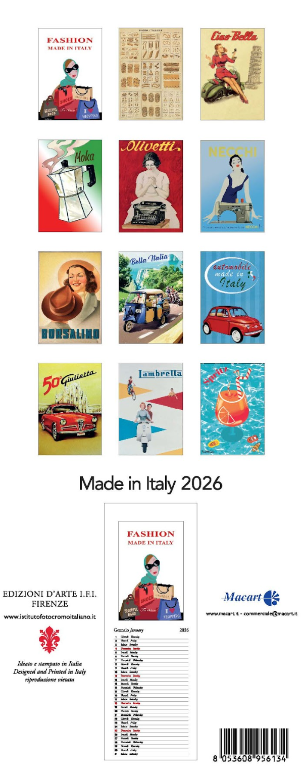 IFI 2026 Slim Calendar - Made in Italy