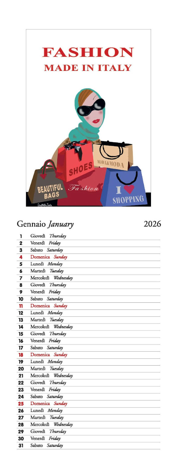 IFI 2026 Slim Calendar - Made in Italy