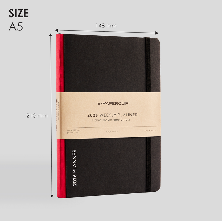 MyPaperclip 2026 Hard Cover A5 Weekly Planner - Red