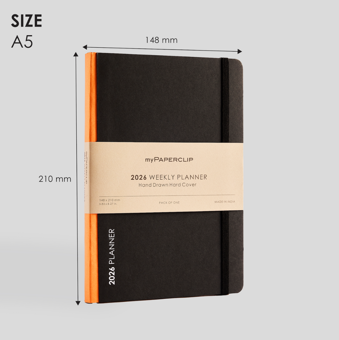 MyPaperclip 2026 Hard Cover A5 Weekly Planner - Orange