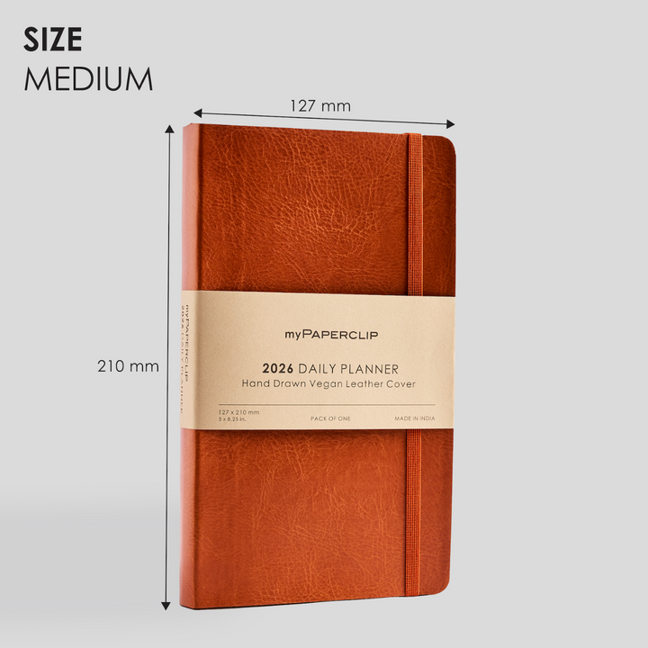 MyPaperclip 2026 Hard Cover Daily Planner - Tan