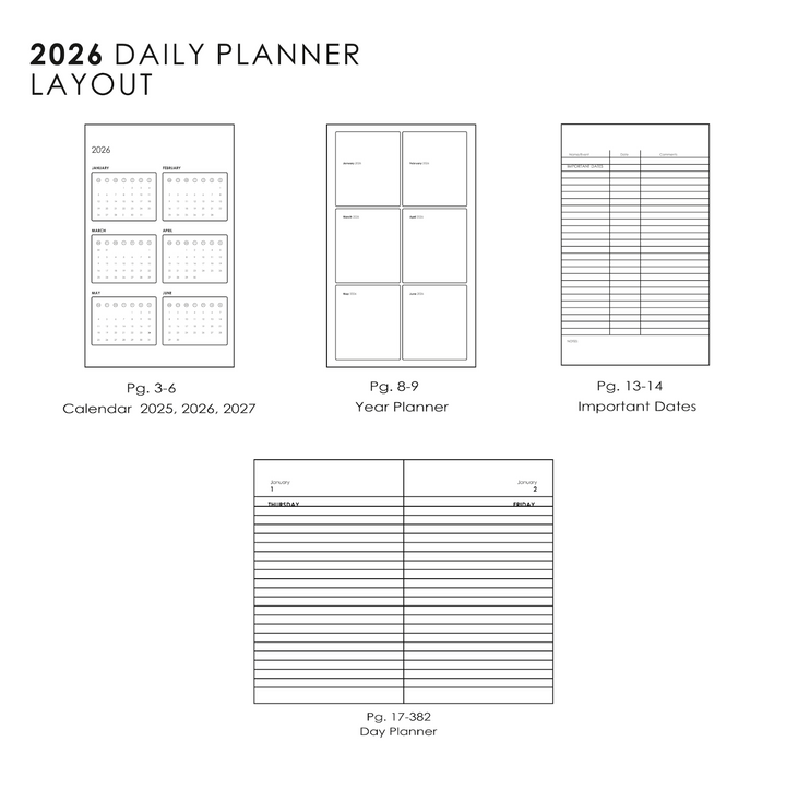 MyPaperclip 2026 Hard Cover Daily Planner - Black