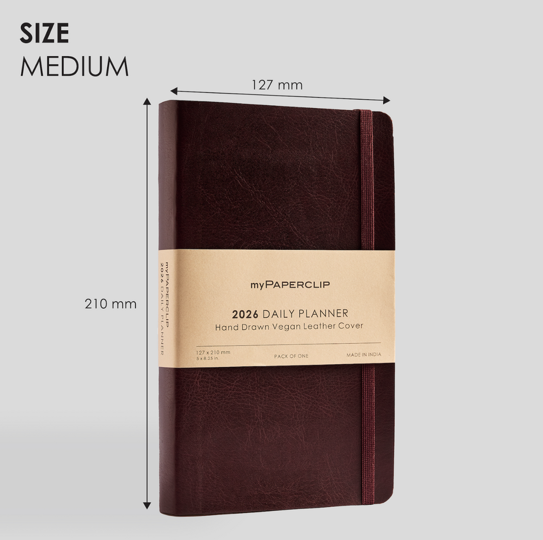 MyPaperclip 2026 Hard Cover Daily Planner - Brown