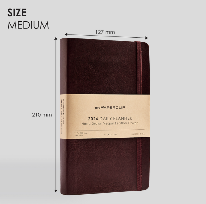 MyPaperclip 2026 Hard Cover Daily Planner - Brown