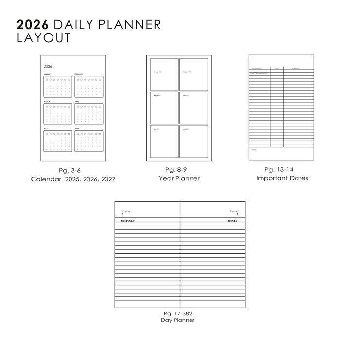 MyPaperclip 2026 Hard Cover Daily Planner - Brown