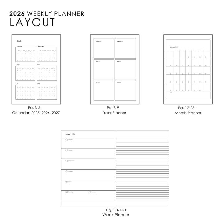 MyPaperclip 2026 Paper Cover A5 Slim Daily Planner - Raspberry