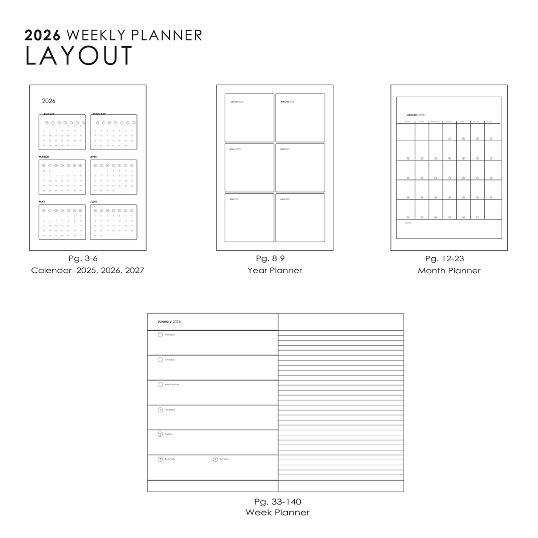 MyPaperclip 2026 Soft Cover A5 Slim Daily Planner - Blueberry