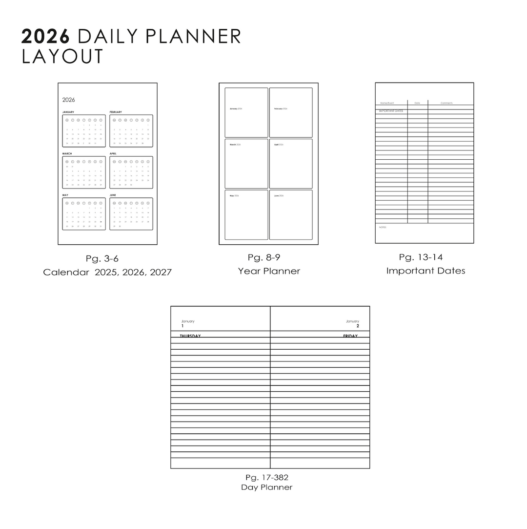 MyPaperclip 2026 Soft Cover A5 Daily Planner - Raspberry