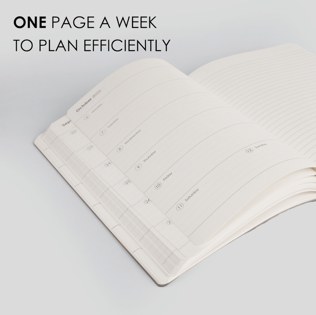 MyPaperclip 2026 Vegan Leather A5 Slim Weekly Planner - Black