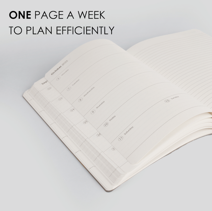 MyPaperclip 2026 Vegan Leather A5 Slim Weekly Planner - Black