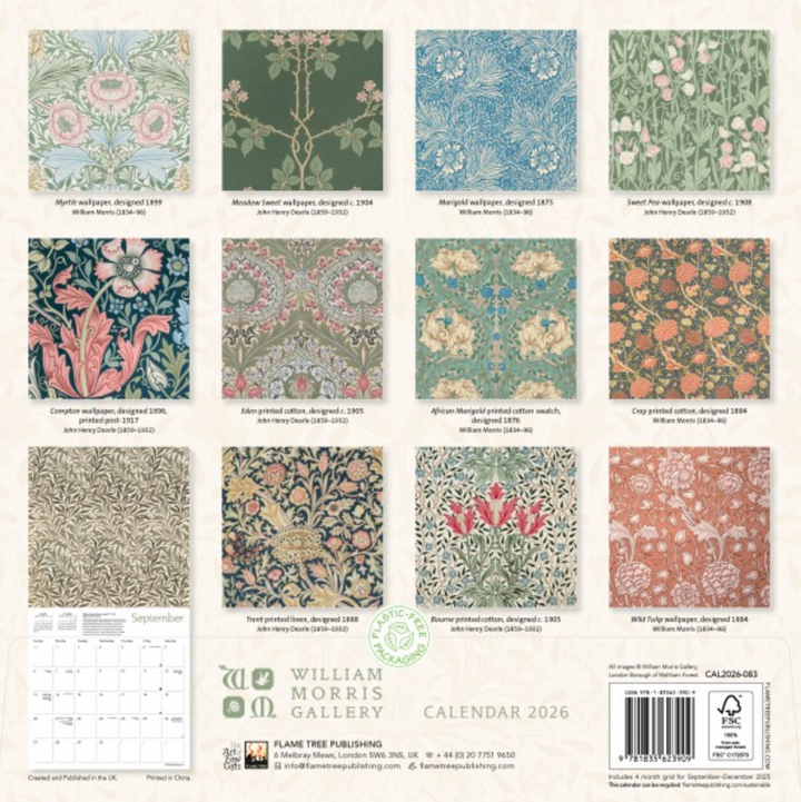 2026 Flame Tree Wall Calendar - William Morris Gallery