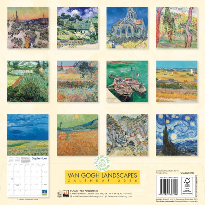 2026 Flame Tree Wall Calendar - Van Gogh Landscapes