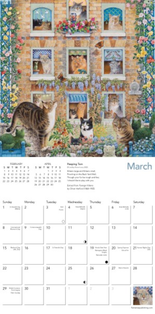 2026 Flame Tree Mini Calendar - Ivory Cats by Lesley Anne