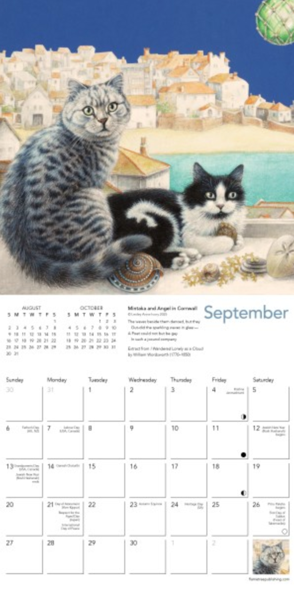 2026 Flame Tree Mini Calendar - Ivory Cats by Lesley Anne