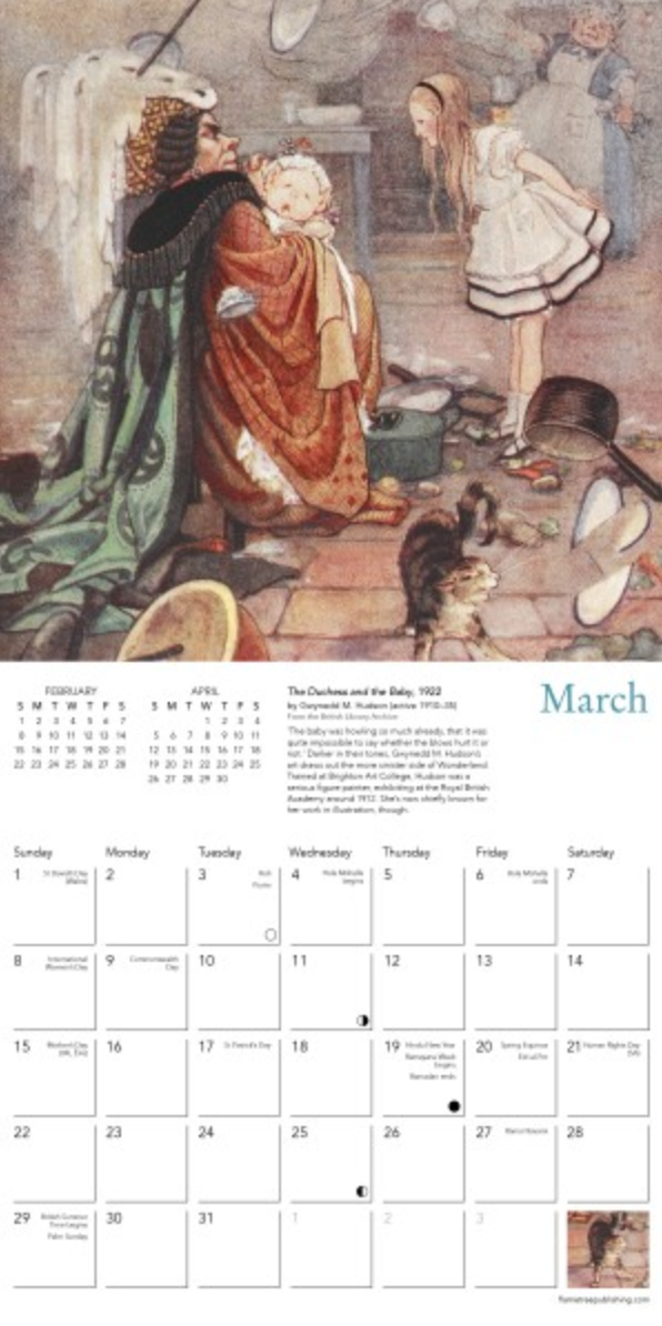 2026 Flame Tree Mini Calendar - British Library Alice in Wonderland
