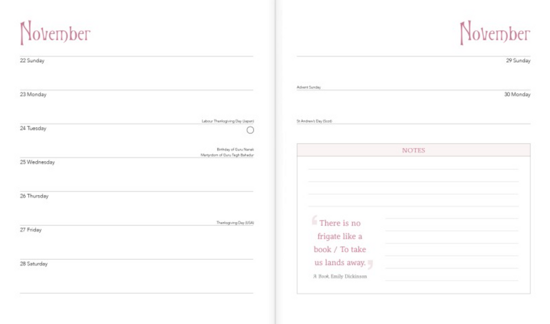 Flame Tree 2026 Diary - The Book Lovers Diary