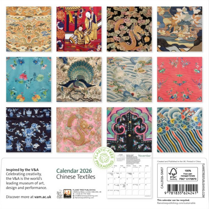 2026 Flame Tree Mini Calendar - V & A Chinese Textiles