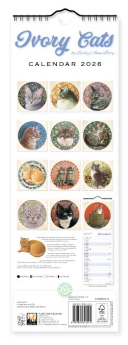 2026 Flame Tree Mini Calendar - Ivory Cats by Lesley Anne Ivory