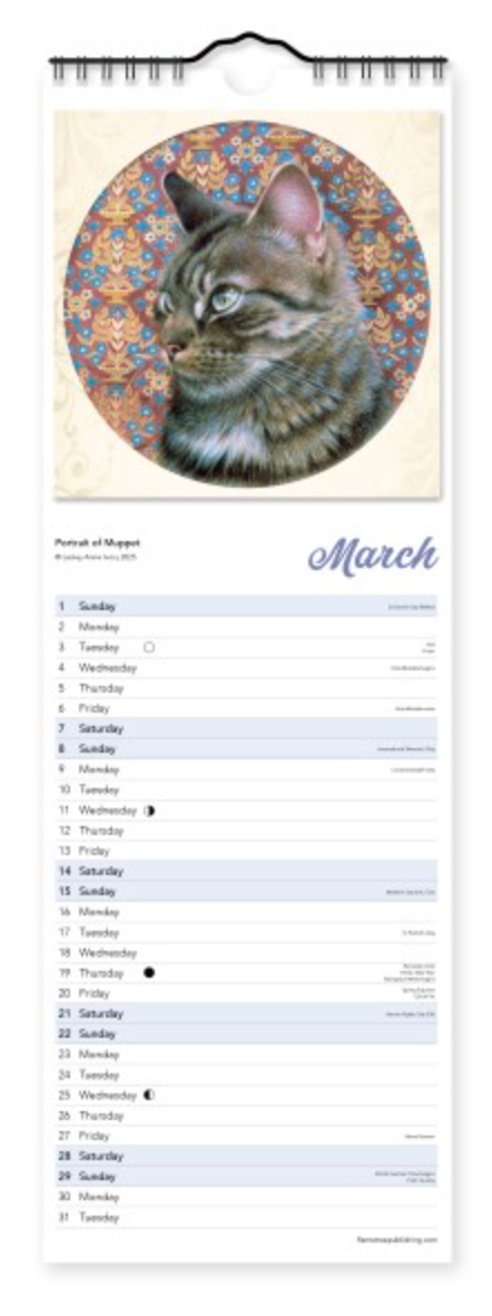 2026 Flame Tree Mini Calendar - Ivory Cats by Lesley Anne Ivory