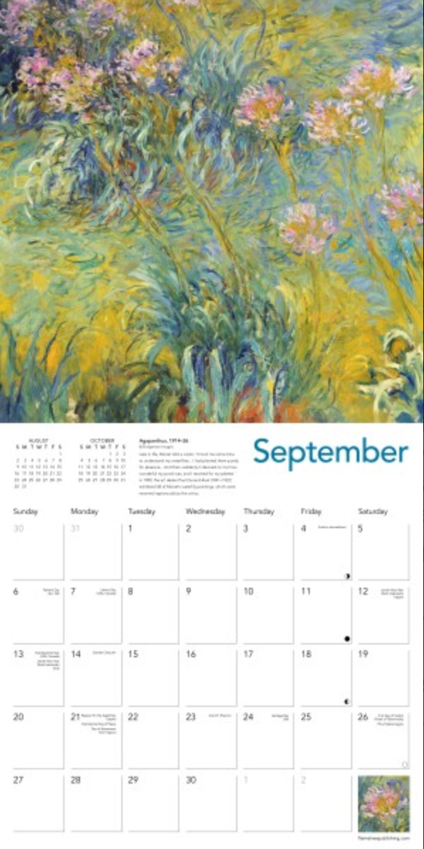 2026 Flame Tree Wall Calendar - Monets Waterlilies