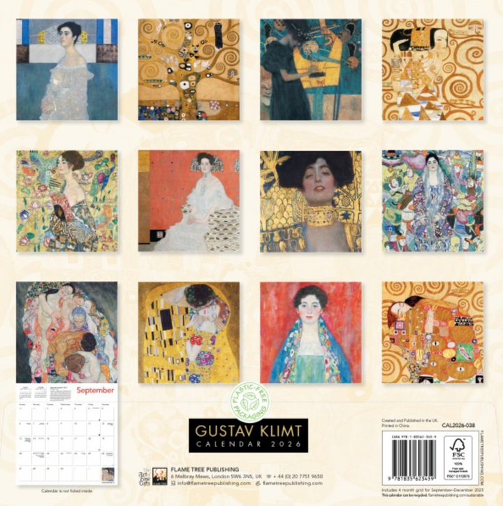 2026 Flame Tree Wall Calendar - Gustav Klimt