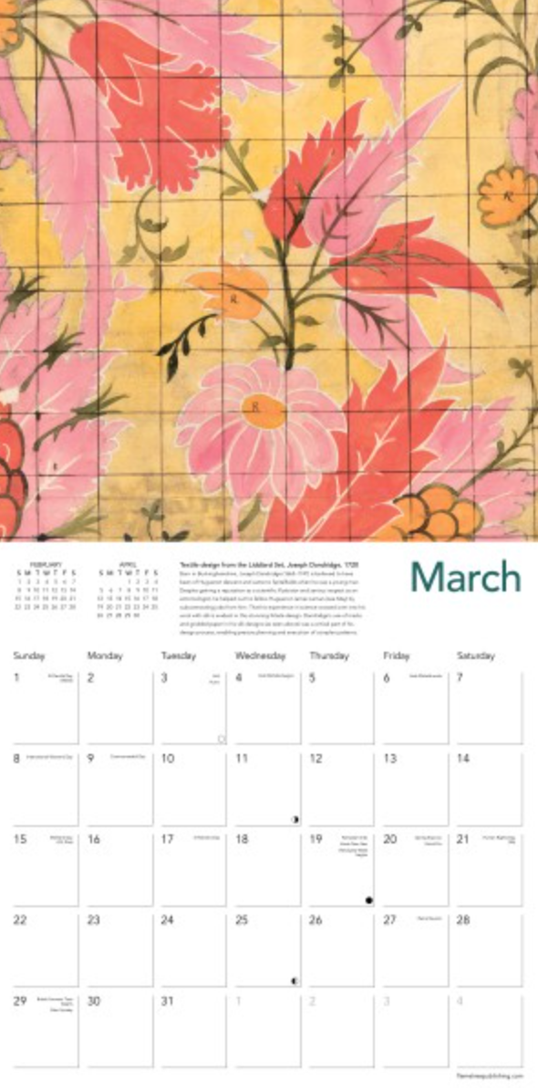 2026 Flame Tree Wall Calendar - V & A Spitalfields Silks