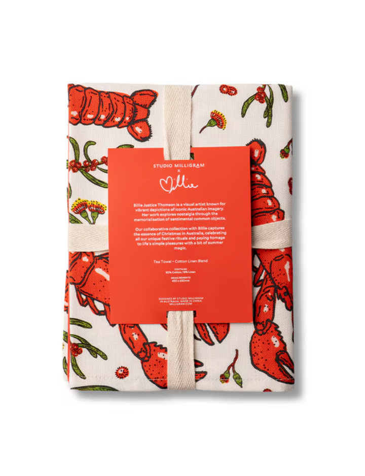 Studio Millgram Christmas Tea Towel - Lobster