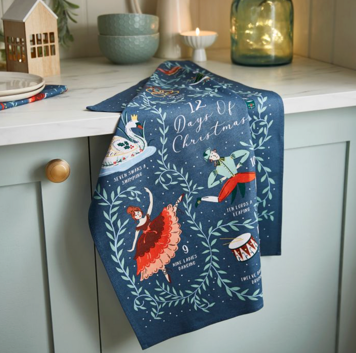 Cotton Tea Towel - 12 Days Of Christmas