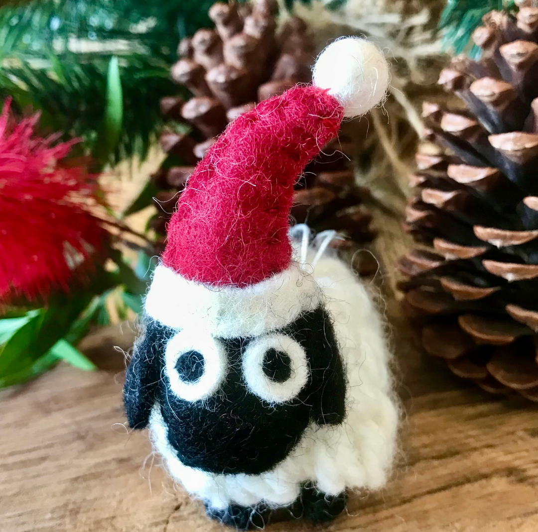 Felt Christmas Decoration - Woolly sheep-black